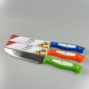 Stainless Steel Knife Set 6 Inch 3 Piece Colorful Handle Kitchen Fruit Vegetable Cutter Straight Edge Polished Blade - Product Image 1