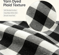 Tissu en flanelle CVC à carreaux noir et blanc, teint en fil, 60% coton 40% polyester, brossé double face, 142 GSM, largeur 63/64 pouces