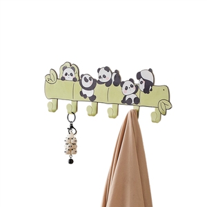 Crochets de rangement muraux mignons en forme de dessin animé, design panda en fer forgé - Product Image 5