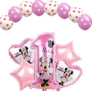 Juego de globos de papel de aluminio digital de <span class=keywords><strong>Mickey</strong></span> y Minnie-Globos decorativos de cumpleaños con números para la primera fiesta de cumpleaños de bebés - Product Image 1