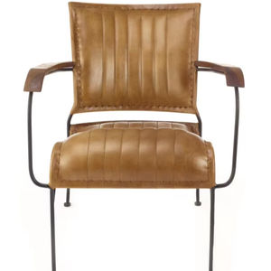 Chaise de salle à manger au design moderne en cuir tanné Mobilier de bureau et de salon en bois massif simple pour la maison ou l'hôtel - Product Image 1