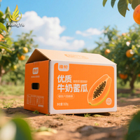 Cajas de Papaya Reciclables Ecológicas con Asas, Cajas Corrugadas Resistentes a la Compresión para Comercio Electrónico, Venta al Por Mayor, Tamaño a Granel