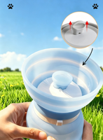 Bouteille d'eau portable pour animaux de compagnie en silicone imperméable pour l'extérieur, bol à eau pliable à motif solide pour chiens et chats