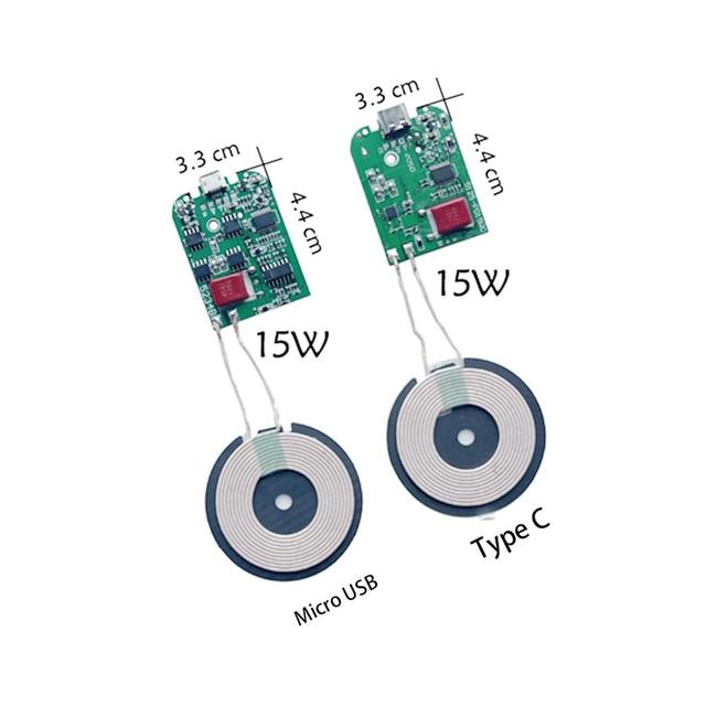 15W Type-C Micro USB Wireless Charger Transmitter Module PCB Coil Circuit Board QC/PD/QI Standard Fast Charging