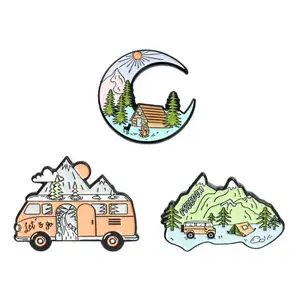 20 Stijl Wilde Wandelen Reizen Broches Collection Berg Camping Brandhout Verkennen Natuur Badges Buiten Adventure Emaille Pin