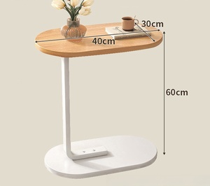 Sofá moderno, mesa auxiliar en forma de C, mesa auxiliar pequeña para sofá, marco de Metal, bandeja de madera maciza, mesa de centro decorativa - Product Image 5