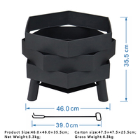 Bol à feu en métal à bois noir bon marché, foyer de camping portable pour toutes les saisons, conception KD pour économiser les coûts de fret et de stockage