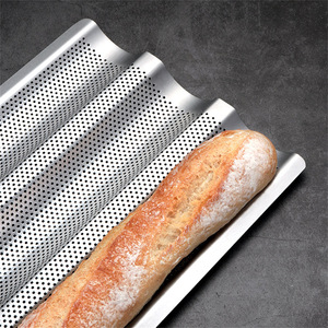 XR moule à pain en acier inoxydable antiadhésif plateau de cuisson Commercial moule à pain professionnel <span class=keywords><strong>boulanger</strong></span> moule à pain antiadhésif 3 rangées casserole à baguette - Product Image 5