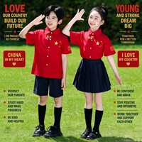 Pakaian Pertunjukan Paduan Suara Merah Gaya Cina Seragam Kelas TK Kostum Pertunjukan Lomba Recitation Sekolah Dasar
