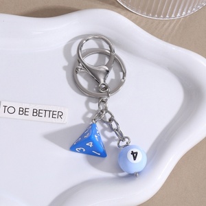 Y2K huit boules de billard chanceux dés porte-clés mode Vintage Design 8 boules résine porte-clés luxe hommes dés polyédriques porte-clés - Product Image 6