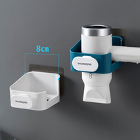 Support mural double niveau en plastique pour sèche-cheveux et outils de nettoyage – Rangement multifonctionnel pour salle de bain