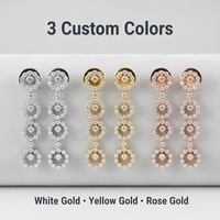 Boucles d'oreilles pendantes géométriques en or massif 18 carats Good Century avec 4 cercles de diamants de laboratoire, bijoux fins à longue traîne linéaire