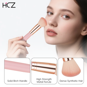 Hechunzi Biểu Tượng Tùy Chỉnh Gỗ Màu Hồng Xử Lý Chuyên Nghiệp Trang Điểm Bàn Chải Thiết Lập Kem Che Khuyết Điểm Phẳng Pha Trộn Đa Năng Tạo nên Bàn Chải Thiết Lập - Product Image 2