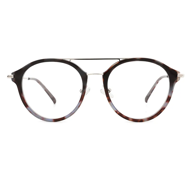 Lunettes à double pont en acétate métal pour hommes, accessoire de mode vintage et pliable, avec filtre de lumière bleue, vente en gros,