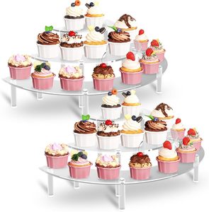 3 tầng bán vòng tròn cupcake đứng nước hoa tổ chức rõ ràng <span class=keywords><strong>Acrylic</strong></span> risers hiển thị đứng cho sưu tầm Pop con số - Product Image 3