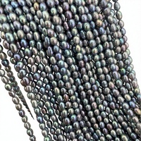 Perles d'eau douce naturelles noires ovales 4-5 mm en vrac pour la fabrication de colliers DIY