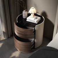 Table de chevet de style italien haut de gamme pour salon, design moderne, bois massif, 2 tiroirs, meubles de chambre à coucher