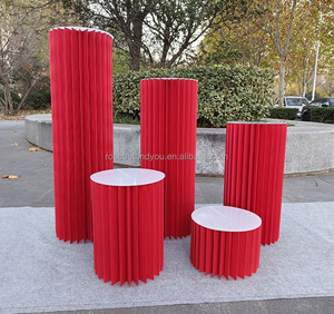 Support à gâteau blanc en papier pliable pour mariage, ornements colonnes romaines, avec couvercles en acrylique pour table <span class=keywords><strong>de</strong></span> desserts - Product Image 3