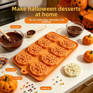 Moule à gâteau araignée d'Halloween en silicone alimentaire, plaque de cuisson antiadhésive réutilisable pour desserts et pâtisseries de fête - Product Image 3