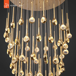 Lustre de luxe à plusieurs niveaux en alliage et cristal, lampe suspendue de luxe, miroir, or champagne, villa - Product Image 3
