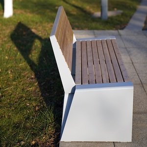 Muebles de exterior de diseño moderno, Banco de patio de jardín compuesto de grado comercial con respaldo para <span class=keywords><strong>parques</strong></span> públicos urbanos o villas - Product Image 4