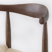 Tabouret de bar haut en bois de frêne massif, design corne tressée en corde, style nordique simple et vintage, pour salle à manger et bar à domicile