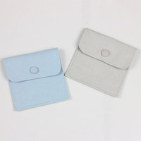 Sacs à bijoux en microfibre en gros avec logo personnalisé, pochettes de rangement pour bracelets et colliers avec bouton-pression