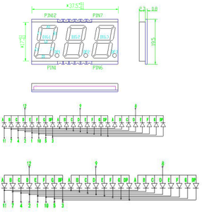 Indicateur LED à 7 segments ultra fin blanc de 0,56 pouce, homologué CE Rohs, 3 chiffres, SMD SMT 0,56 pouces - Product Image 2