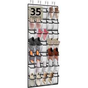 Organisateur de chaussures à 35 poches à suspendre derrière la porte, en maille, pour hommes et femmes, pour baskets, bottes, chaussures, à fixer derrière la porte ou au mur - Product Image 1