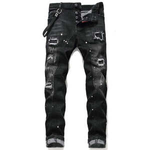 Jeans streetwear pour hommes en gros 2025 - Denim de haute qualité, extensible, déchiré, ample, coupe droite - Product Image 2
