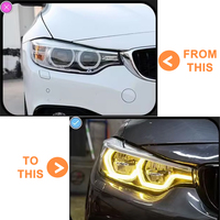 LIANGTU Faros Delanteros LED Estilo Ikon V2 Amarillo Blanco DRL para BMW F32 F33 F36 F80 F82 M3 M4, Luces Delanteras con Señal de Giro Alta y Baja