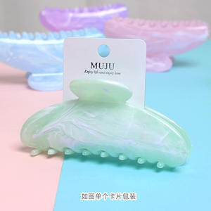 새로운 고급 아세트산 대리석 클로 클립 백 헤드 하프 서클 크레센트 샤크 헤어 클립 헤어 액세서리 - Product Image 2