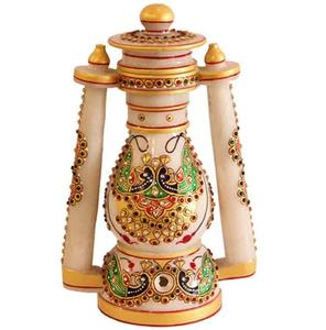 Linterna de mármol de alta calidad artesanía feng shui India estatuilla personalizable linterna de piedra de mármol indio para decoración al aire libre - Product Image 2