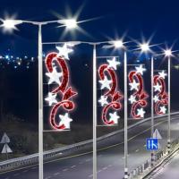 LED Weihnachtsmotiv Mastmontierte Beleuchtung für Außenbereich IP65-Zertifiziert 2D Sternform Dekoration für Straßen, Plätze, Parks und Feiertagsdekoration