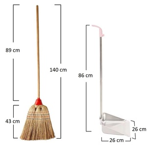 Kit scopa in sorgo con paletta in metallo zincato da 140 cm e 86 cm di altezza per la pulizia di interni ed esterni - Product Image 2