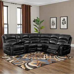 Modern Luxury <b>Corner</b> Recliner Air Leather Sectional Sofa Set Home Theater Lounge Reclining Extendable Feature for Living Room - Product Image 2