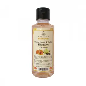 KHADI PURE HERBAL HONEY & VANILLA SHAMPOO - 210ML - herbal honey shampoo - Herbal vanilla shampoo for smooth and shiny hair