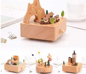Caja de música inteligente de madera, alimentada por batería juguete con rotación de Castillo, regalo de cumpleaños o decoración del hogar, manualidades musicales personalizadas - Product Image 6