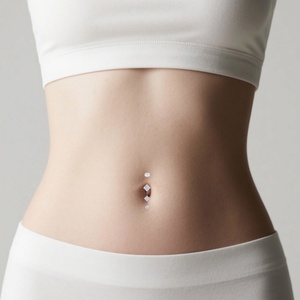 Anneaux de nombril en titane G23 avec pendentif cœur, vente en gros, tendance, <span class=keywords><strong>sexy</strong></span>, pour femmes et filles, bijoux de <span class=keywords><strong>piercing</strong></span> corporel à la mode - Product Image 2
