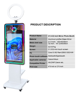 Cabina de Fotos con Espejo Mágico Interactivo de 32 Pulgadas con Pantalla Táctil y Software Gratuito, Compatible con Windows 11 Pro y Cámaras DSLR Convencionales