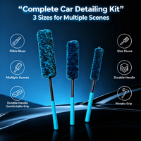 Lot de 3 brosses de detailing pour jantes de voiture, en microfibre, à forme flexible, avec long manche, pour le nettoyage des interstices profonds des jantes en alliage
