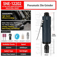 Meuleuse pneumatique industrielle droite pour polissage de moules, outil à pince de serrage 3/6 mm, 30000 tr/min, déclencheur sans charge, rétrofrangée SNE-12202