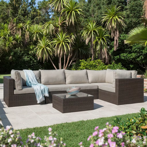 Canapé d'extérieur Fabricants <span class=keywords><strong>de</strong></span> Chine Canapé moderne en rotin pour patio Mobilier <span class=keywords><strong>de</strong></span> <span class=keywords><strong>jardin</strong></span> Canapé d'extérieur en forme <span class=keywords><strong>de</strong></span> L avec cadre en métal - Product Image 2