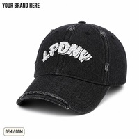 Casquette de baseball en jean personnalisée, broderie 3D, effet déchiré, 6 panneaux, visière incurvée, unisexe, streetwear, chapeau d'extérieur