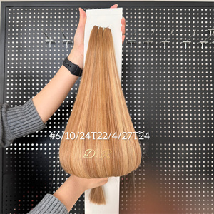 2025 Double Drawn Invisible <span class=keywords><strong>Russe</strong></span> Extensions De Cheveux Genius Trame Aucun Retour Cheveux Remy Genius Trame Extensions De Cheveux Peut Être Coupé - Product Image 2