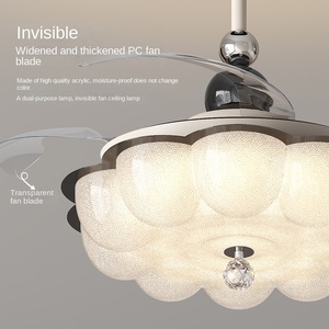 Ventilador de techo invisible con control remoto de luz LED de color dorado de diseño moderno con aspas decorativas - Product Image 4