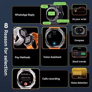 Montre connectée de sport d'extérieur avec appels Bluetooth, étanche, écran tactile HD, système de surveillance de la pression artérielle, GPS <span class=keywords><strong>et</strong></span> boussole orbitale. - Product Image 3