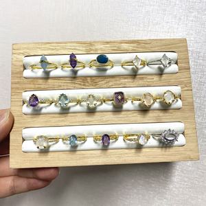 Pietra di luna naturale <span class=keywords><strong>acquamarina</strong></span> guarigione cristallo placcato oro 925 gioielli in <span class=keywords><strong>argento</strong></span> sterling anelli di cristallo per le donne - Product Image 2