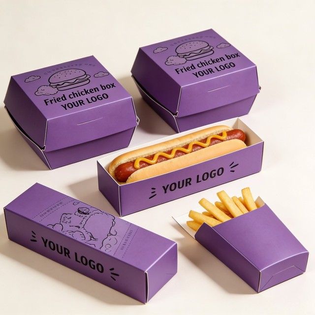 Hot Selling Paper Box for Fast Food Digital Printing Paper Box for Snack Biodegradable Hamburger Paper Box