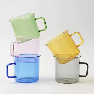 Tazza in Vetro Trasparente Blu con Manico, Design Minimalista, Resistente al Calore, per Caffè e Tè, Casa e Caffetteria - Product Image 6